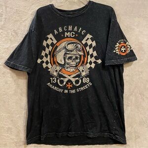 Archaic Shirt Men’s 3X Black Tee Anarchy in the Streets Skull Cross Motor Club